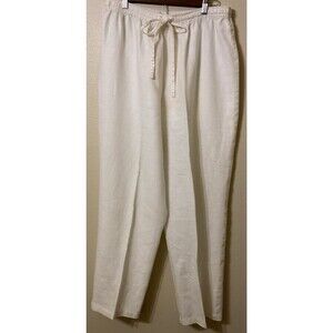 Uniform John Paul Richard White Linen Drawstring Pants Wide Leg Lightweight Sz L